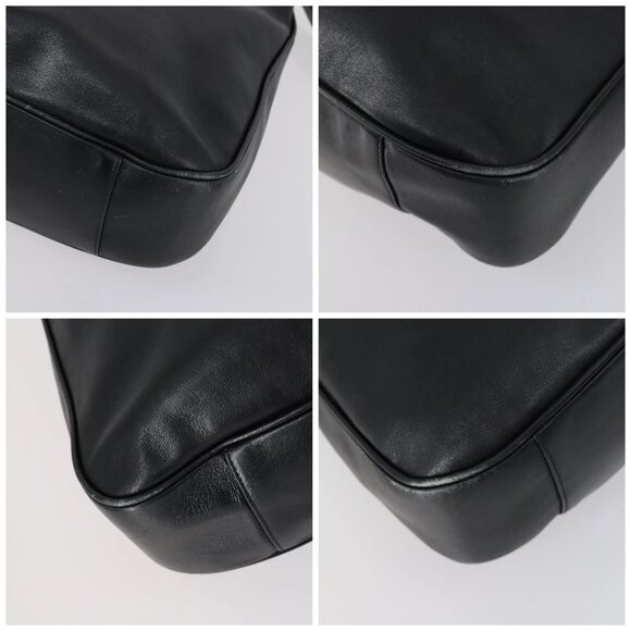 GUCCI Bamboo Shoulder Bag Leather 2way Black Gold - Picture 16 of 16